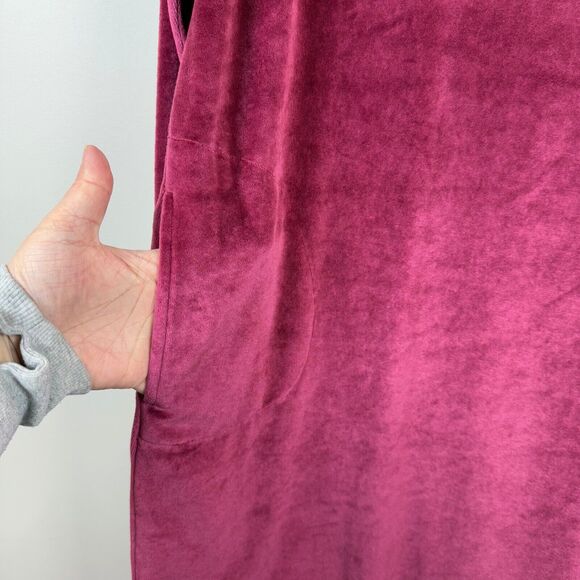 J.Jill Pure Jill Dress Women's Sz M Rose Pink Velvet Long Sleeve Shift Modest - Picture 5 of 8